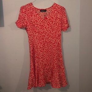 Red floral dress